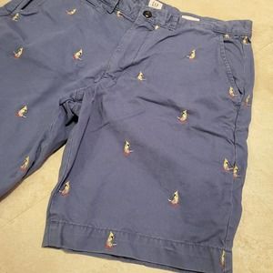 Gap Mens Size 32 Parakeet All‎ Over Print AOP Blue Chino Shorts